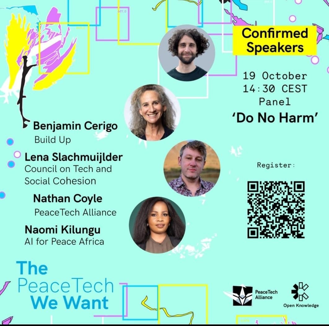 Confirmed speakers for the Do No Harm panel on 19 October: Benjamin Cerigo, Lena Slachmuijlder, Nathan Coyle, and Naomi Kilungu