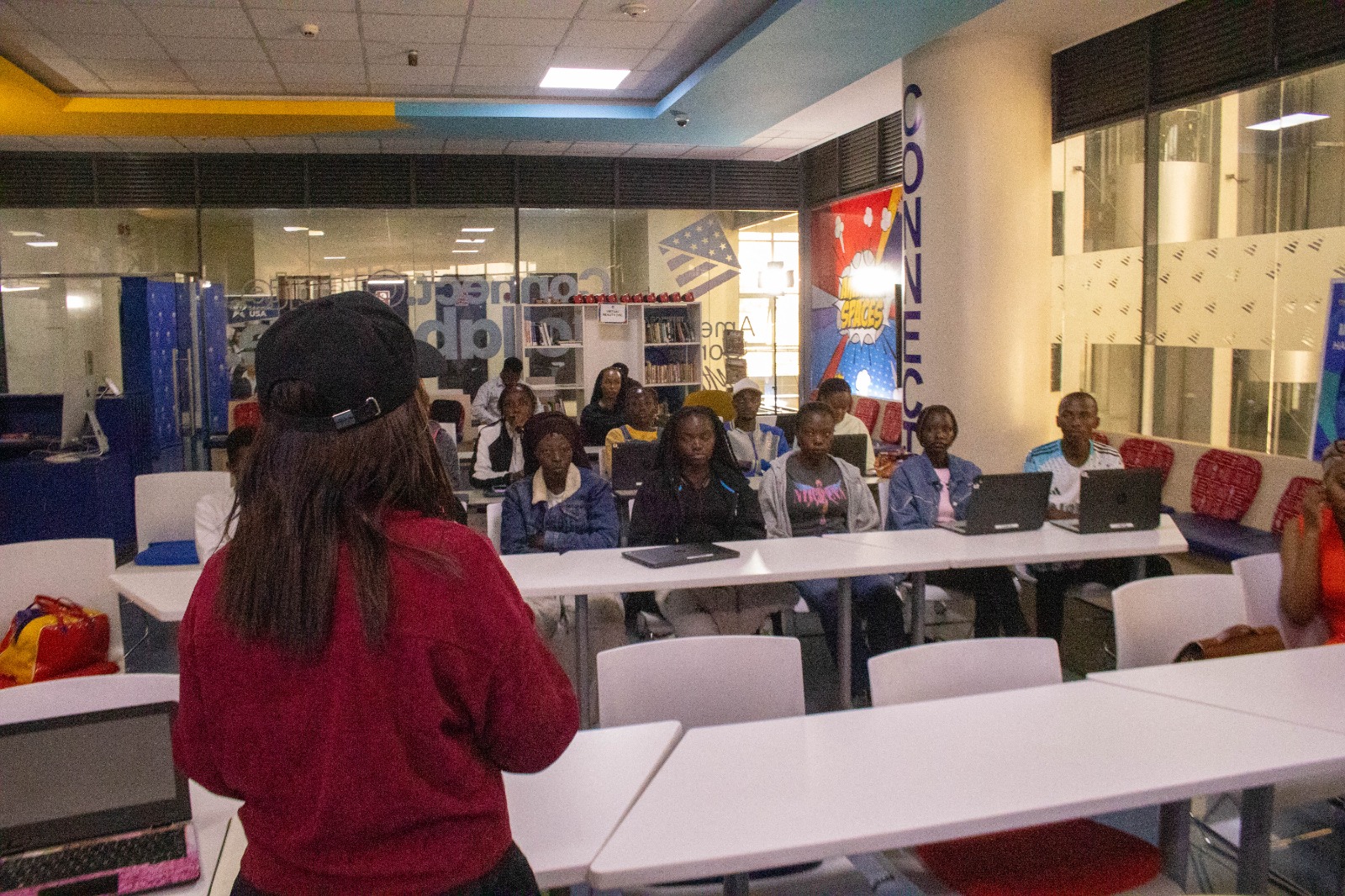 Youth participants in an AI and art learning session